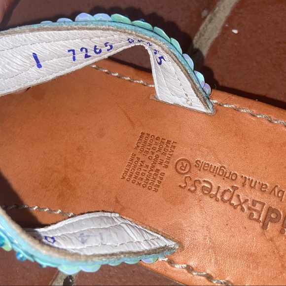 Kid Express Turquoise Sequined Sandals - Picture 6 of 6